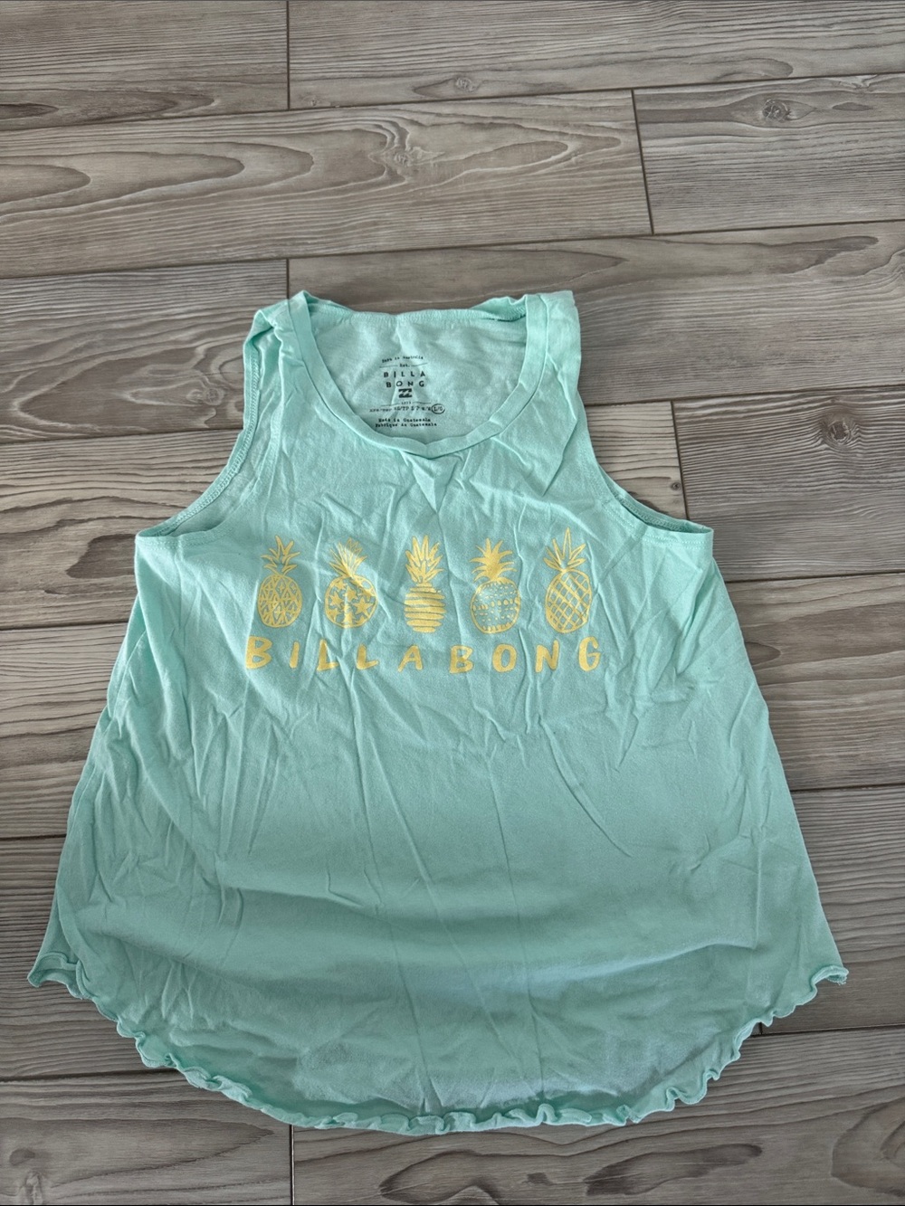 Billabong Mint Tank with Yellow Pineapple Print